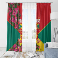 Grenada 1974 Window Curtain Gwenad Map With Bougainvillea - Flag Color - Wonder Print Shop