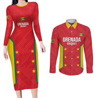 Custom Grenada Cricket Couples Matching Long Sleeve Bodycon Dress and Long Sleeve Button Shirt 2025 Sporty Style - Wonder Print Shop
