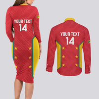 Custom Grenada Cricket Couples Matching Long Sleeve Bodycon Dress and Long Sleeve Button Shirt 2025 Sporty Style - Wonder Print Shop