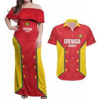 Custom Grenada Cricket Couples Matching Off Shoulder Maxi Dress and Hawaiian Shirt 2025 Sporty Style - Wonder Print Shop