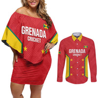 Custom Grenada Cricket Couples Matching Off Shoulder Short Dress and Long Sleeve Button Shirt 2025 Sporty Style - Wonder Print Shop