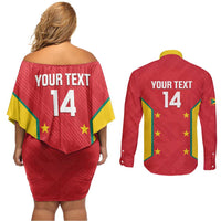 Custom Grenada Cricket Couples Matching Off Shoulder Short Dress and Long Sleeve Button Shirt 2025 Sporty Style - Wonder Print Shop