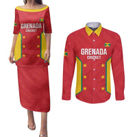 Custom Grenada Cricket Couples Matching Puletasi and Long Sleeve Button Shirt 2025 Sporty Style - Wonder Print Shop