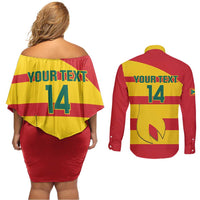 Custom Grenada Football Couples Matching Off Shoulder Short Dress and Long Sleeve Button Shirt Go Spice Boys - Wonder Print Shop