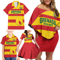 Custom Grenada Football Family Matching Off Shoulder Short Dress and Hawaiian Shirt Go Spice Boys - Wonder Print Shop