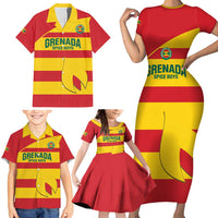 Custom Grenada Football Family Matching Short Sleeve Bodycon Dress and Hawaiian Shirt Go Spice Boys - Wonder Print Shop