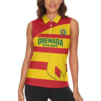 Custom Grenada Football Women Sleeveless Polo Shirt Go Spice Boys - Wonder Print Shop