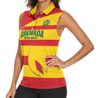 Custom Grenada Football Women Sleeveless Polo Shirt Go Spice Boys - Wonder Print Shop