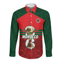 Personalized Morocco Football Long Sleeve Button Shirt 2026 Come On Atlas Lions - Wonder Print Shop