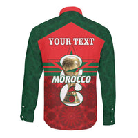 Personalized Morocco Football Long Sleeve Button Shirt 2026 Come On Atlas Lions - Wonder Print Shop