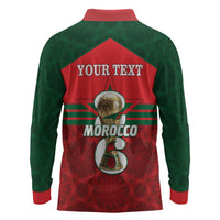 Personalized Morocco Football Long Sleeve Polo Shirt 2026 Come On Atlas Lions - Wonder Print Shop