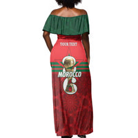 Personalized Morocco Football Off Shoulder Maxi Dress 2026 Come On Atlas Lions - Wonder Print Shop