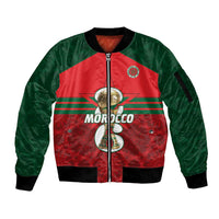Personalized Morocco Football Sleeve Zip Bomber Jacket 2026 Come On Atlas Lions - Wonder Print Shop