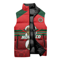 Personalized Morocco Football Sleeveless Puffer Jacket 2026 Come On Atlas Lions - Wonder Print Shop