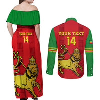 Custom Ethiopia Football Couples Matching Off Shoulder Maxi Dress and Long Sleeve Button Shirt 2024 Go Champions Walia Ibex - Wonder Print Shop