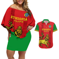 Custom Ethiopia Football Couples Matching Off Shoulder Short Dress and Hawaiian Shirt 2024 Go Champions Walia Ibex - Wonder Print Shop