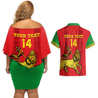 Custom Ethiopia Football Couples Matching Off Shoulder Short Dress and Hawaiian Shirt 2024 Go Champions Walia Ibex - Wonder Print Shop