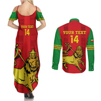 Custom Ethiopia Football Couples Matching Summer Maxi Dress and Long Sleeve Button Shirt 2024 Go Champions Walia Ibex - Wonder Print Shop