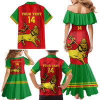 Custom Ethiopia Football Family Matching Mermaid Dress and Hawaiian Shirt 2024 Go Champions Walia Ibex - Wonder Print Shop