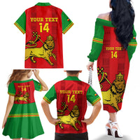 Custom Ethiopia Football Family Matching Off Shoulder Long Sleeve Dress and Hawaiian Shirt 2024 Go Champions Walia Ibex - Wonder Print Shop
