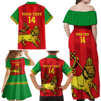 Custom Ethiopia Football Family Matching Off Shoulder Maxi Dress and Hawaiian Shirt 2024 Go Champions Walia Ibex - Wonder Print Shop