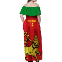 Custom Ethiopia Football Family Matching Off Shoulder Maxi Dress and Hawaiian Shirt 2024 Go Champions Walia Ibex - Wonder Print Shop