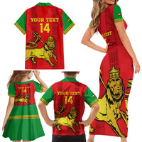 Custom Ethiopia Football Family Matching Short Sleeve Bodycon Dress and Hawaiian Shirt 2024 Go Champions Walia Ibex - Wonder Print Shop