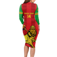 Custom Ethiopia Football Long Sleeve Bodycon Dress 2024 Go Champions Walia Ibex - Wonder Print Shop