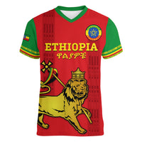 Custom Ethiopia Football Women V Neck T Shirt 2024 Go Champions Walia Ibex - Wonder Print Shop