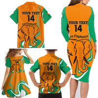 Custom Ivory Coast Football Family Matching Long Sleeve Bodycon Dress and Hawaiian Shirt 2024 Go Champions Les Elephants - Wonder Print Shop