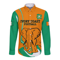 Custom Ivory Coast Football Long Sleeve Button Shirt 2024 Go Champions Les Elephants - Wonder Print Shop