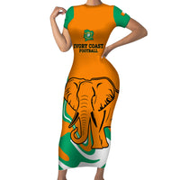 Custom Ivory Coast Football Short Sleeve Bodycon Dress 2024 Go Champions Les Elephants - Wonder Print Shop