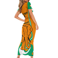 Custom Ivory Coast Football Short Sleeve Bodycon Dress 2024 Go Champions Les Elephants - Wonder Print Shop