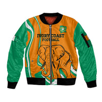 Custom Ivory Coast Football Sleeve Zip Bomber Jacket 2024 Go Champions Les Elephants - Wonder Print Shop