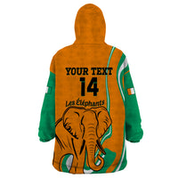 Custom Ivory Coast Football Wearable Blanket Hoodie 2024 Go Champions Les Elephants - Wonder Print Shop