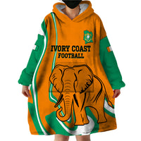 Custom Ivory Coast Football Wearable Blanket Hoodie 2024 Go Champions Les Elephants - Wonder Print Shop