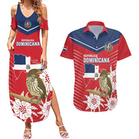 Personalized Dominican Republic Independence Day Couples Matching Summer Maxi Dress and Hawaiian Shirt Palmchat With Map