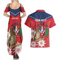 Personalized Dominican Republic Independence Day Couples Matching Summer Maxi Dress and Hawaiian Shirt Palmchat With Map