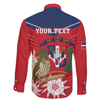Personalized Dominican Republic Independence Day Family Matching Long Sleeve Bodycon Dress and Hawaiian Shirt Palmchat With Map