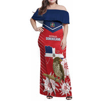 Personalized Dominican Republic Independence Day Family Matching Off Shoulder Maxi Dress and Hawaiian Shirt Palmchat With Map
