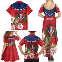 Personalized Dominican Republic Independence Day Family Matching Summer Maxi Dress and Hawaiian Shirt Palmchat With Map