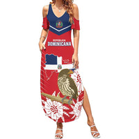 Personalized Dominican Republic Independence Day Family Matching Summer Maxi Dress and Hawaiian Shirt Palmchat With Map