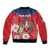 Personalized Dominican Republic Independence Day Sleeve Zip Bomber Jacket Palmchat With Map