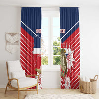 Personalized Dominican Republic Independence Day Window Curtain Palmchat With Map - Wonder Print Shop