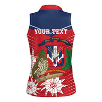Personalized Dominican Republic Independence Day Women Sleeveless Polo Shirt Palmchat With Map - Wonder Print Shop
