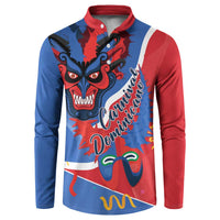 Carnival Dominicano Button Sweatshirt Dominican Republic Diablos Cojuelos Mask