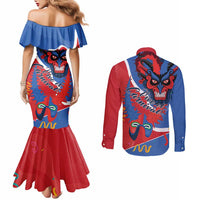 Carnival Dominicano Couples Matching Mermaid Dress and Long Sleeve Button Shirt Dominican Republic Diablos Cojuelos Mask