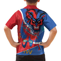 Carnival Dominicano Family Matching Off Shoulder Maxi Dress and Hawaiian Shirt Dominican Republic Diablos Cojuelos Mask