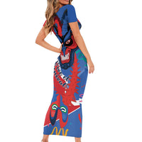 Carnival Dominicano Family Matching Short Sleeve Bodycon Dress and Hawaiian Shirt Dominican Republic Diablos Cojuelos Mask