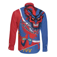 Carnival Dominicano Long Sleeve Button Shirt Dominican Republic Diablos Cojuelos Mask